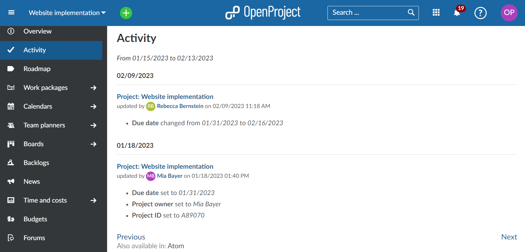 Modifications du projet