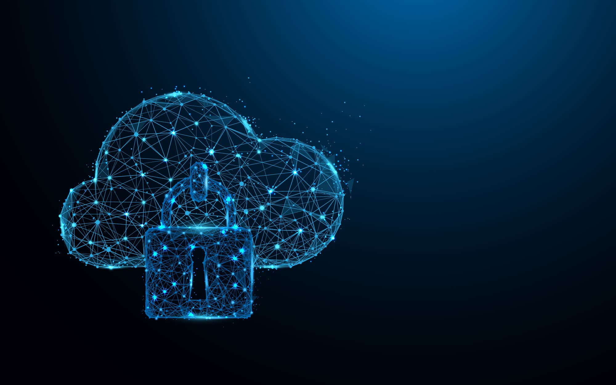 SaaS Sicherheit Cloud mit einem Schloss aus Datenpunkten