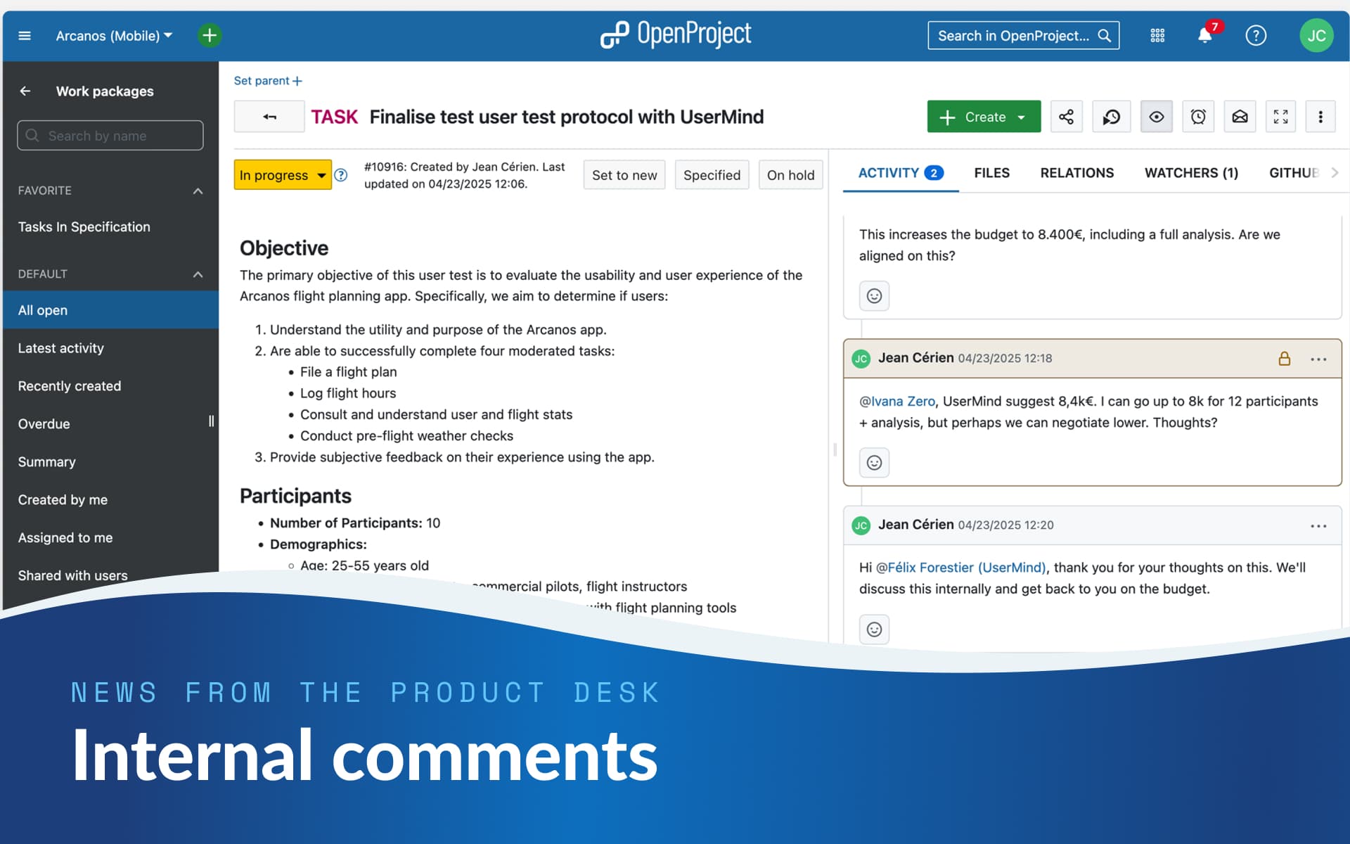 News from the Product Desk: Internal comments