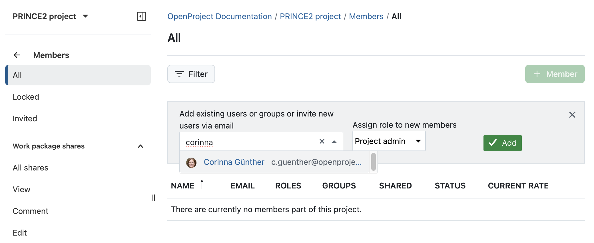 Siga o processo PRINCE2 com o OpenProject: Inicie um projeto adicionando membros ao seu projeto