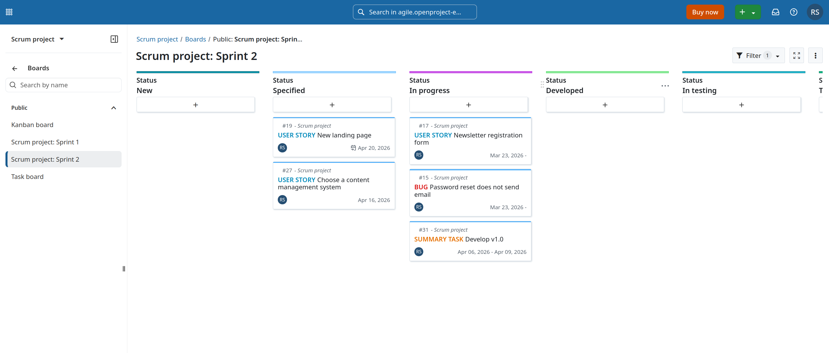 OpenProject 17.3 new automated sprint boards