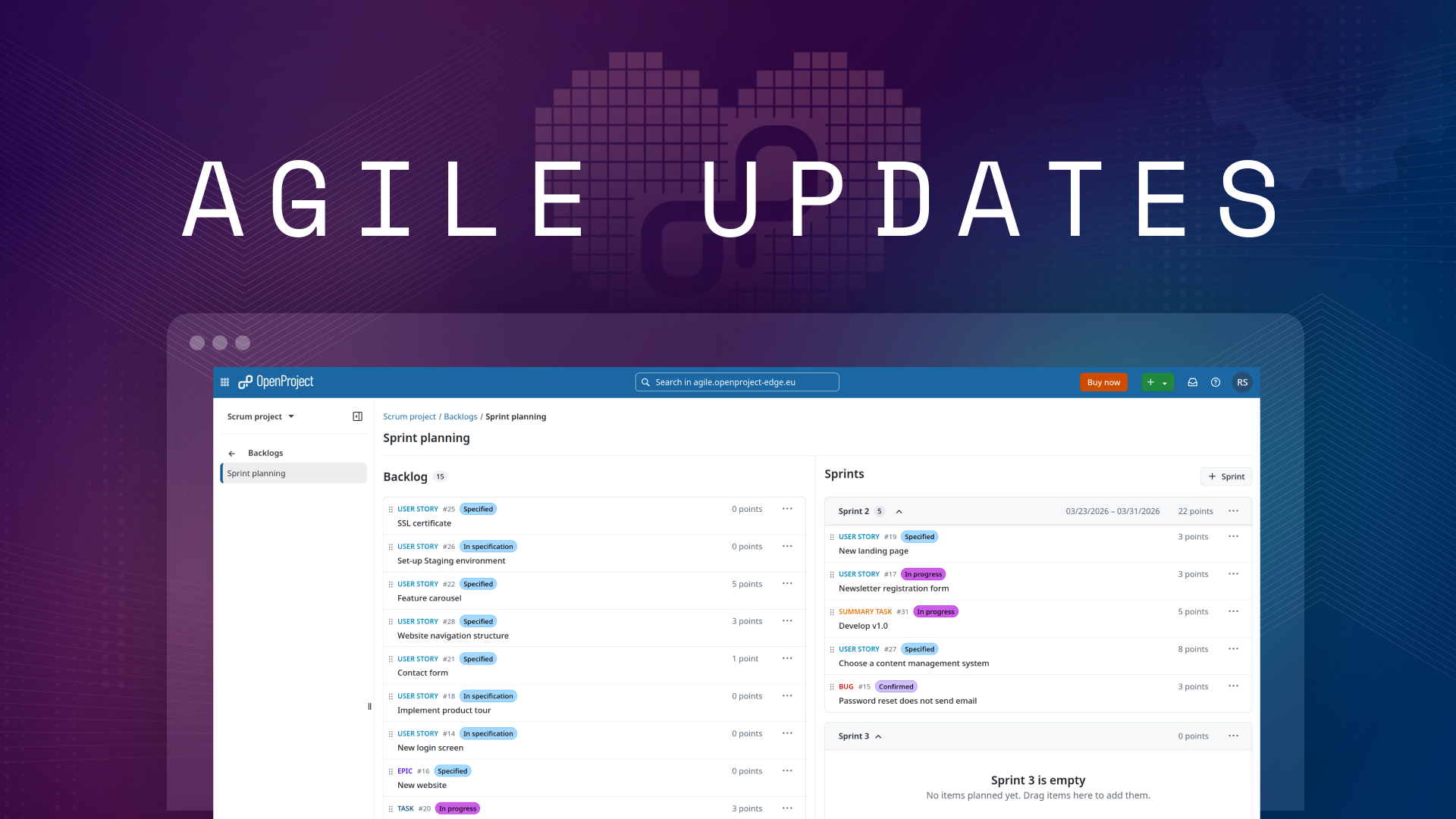 Agile updates in OpenProject 17.3