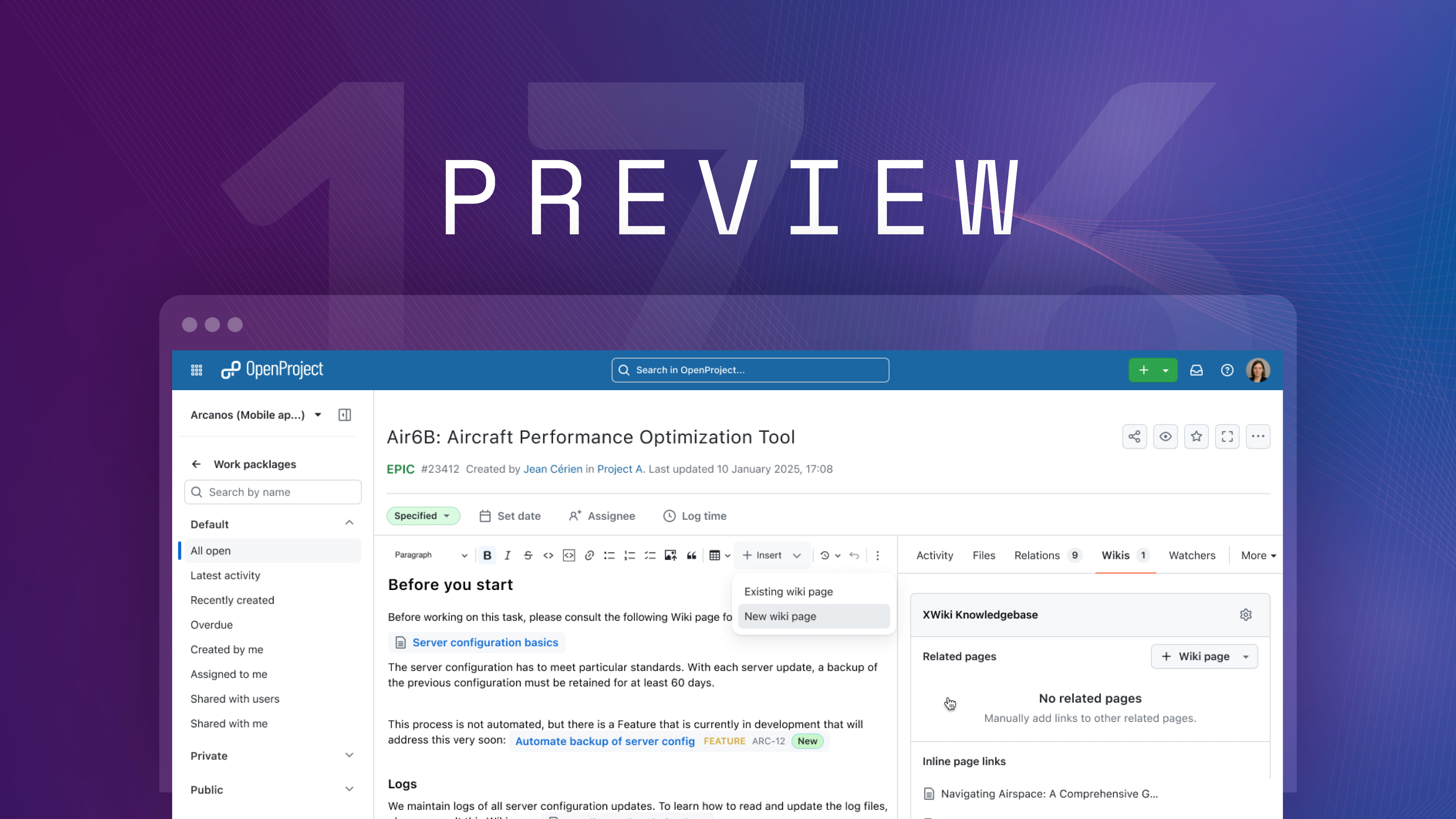 Connect OpenProject with XWiki: Enterprise knowledge management meets project management