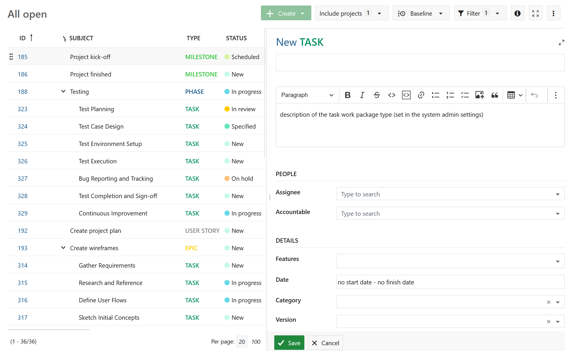 Work Package Create