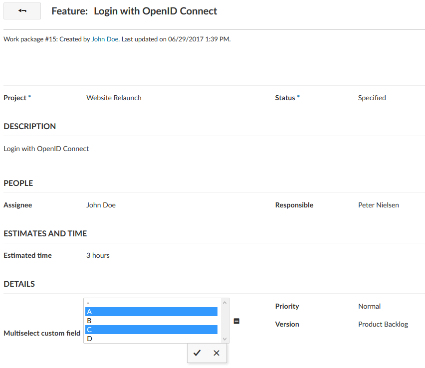 Outlook OpenProject 7.0: Multi-select custom fields