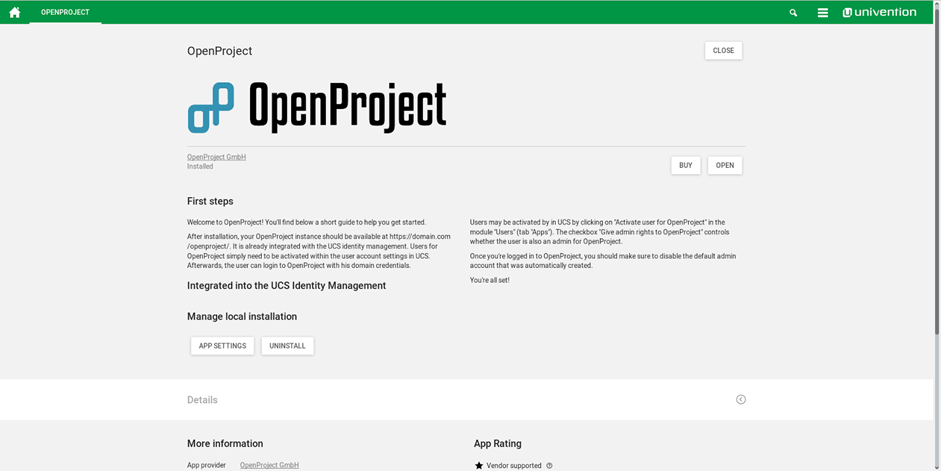 OpenProject Univention Corporate Server