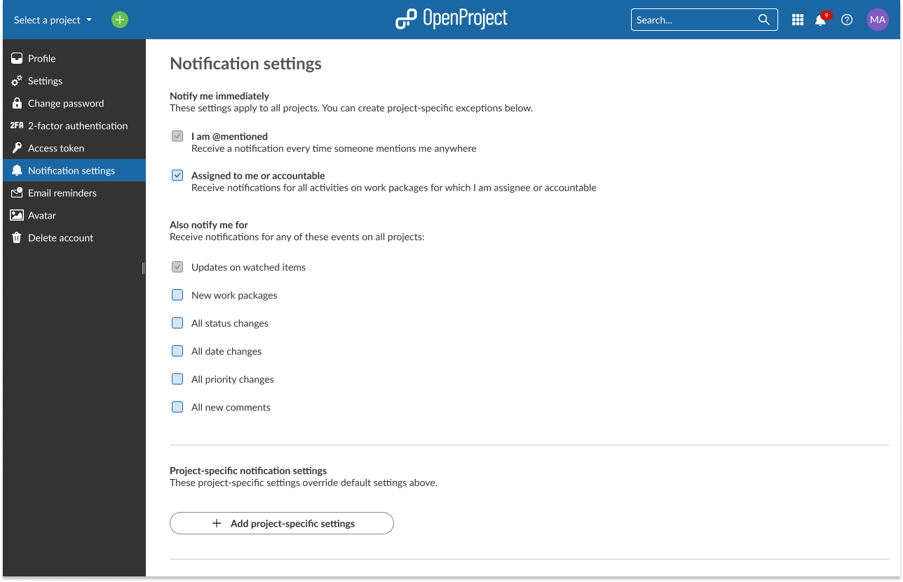 screenshot notification setting options