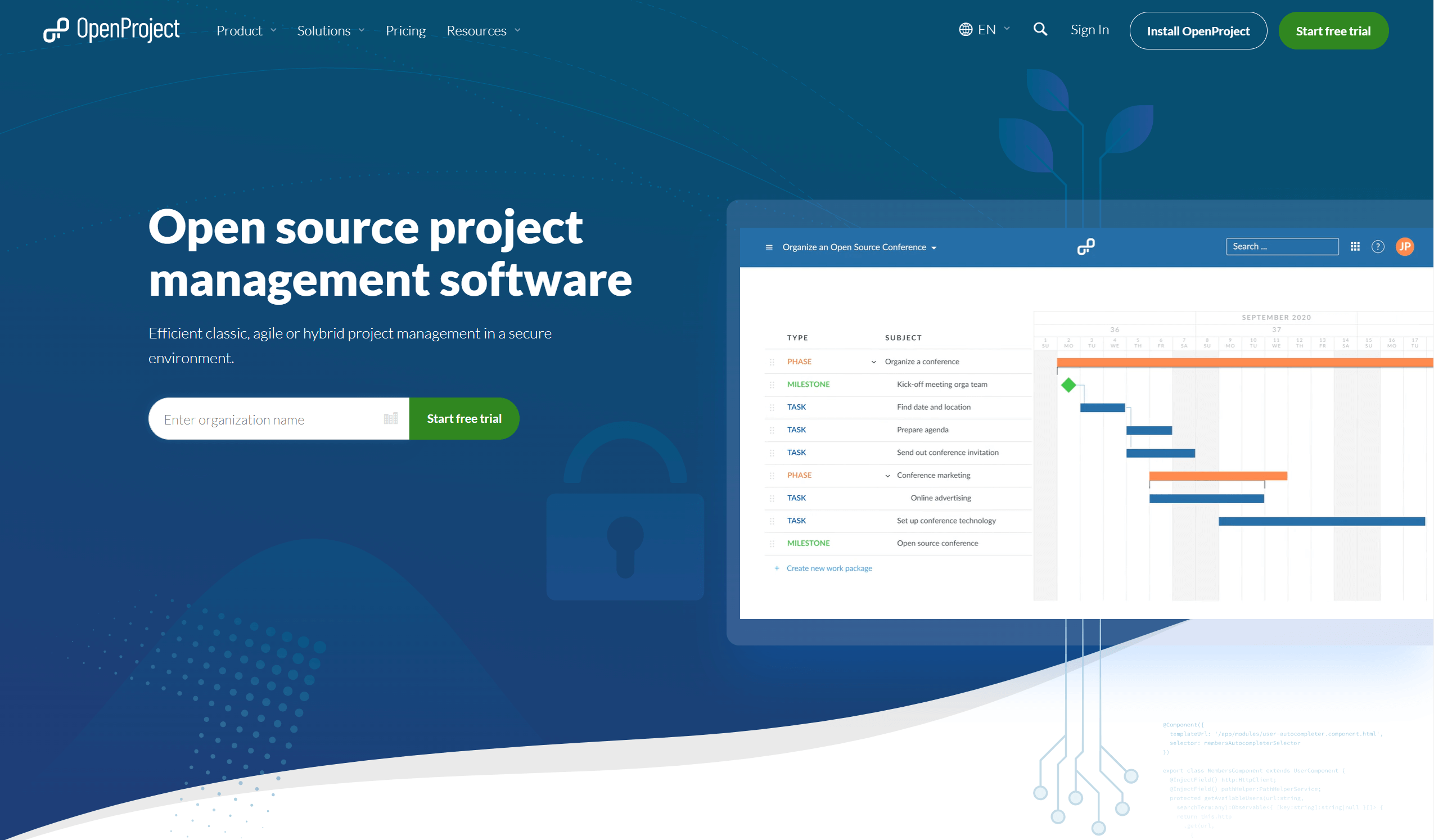 screenshot openproject website