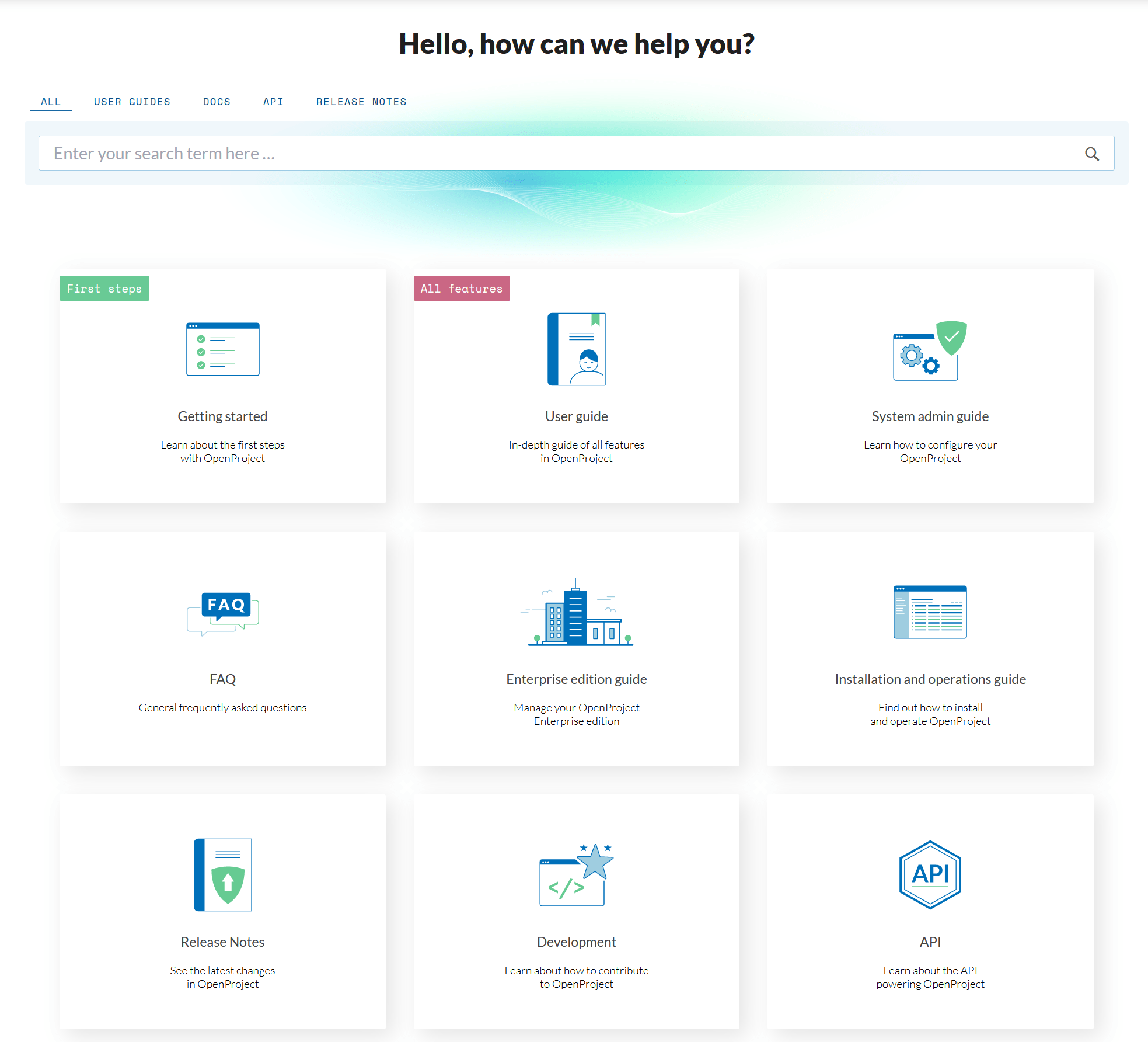 OpenProject help section