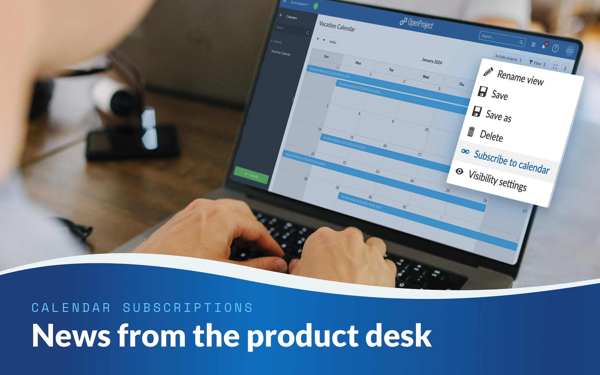 News from the product desk: Calendar subscriptions