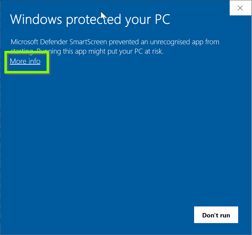 Installer Windows SmartScreen 1