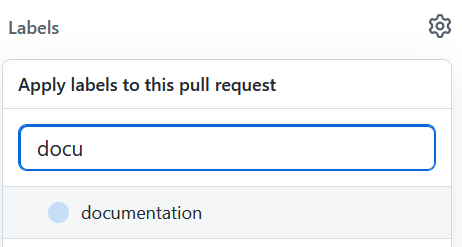 add documentation label for pull request