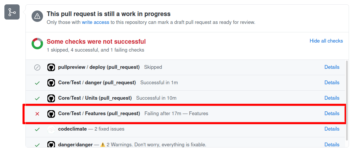 Exemplary failing github actions test suite