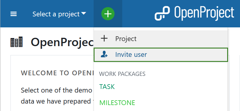 green button for project creation