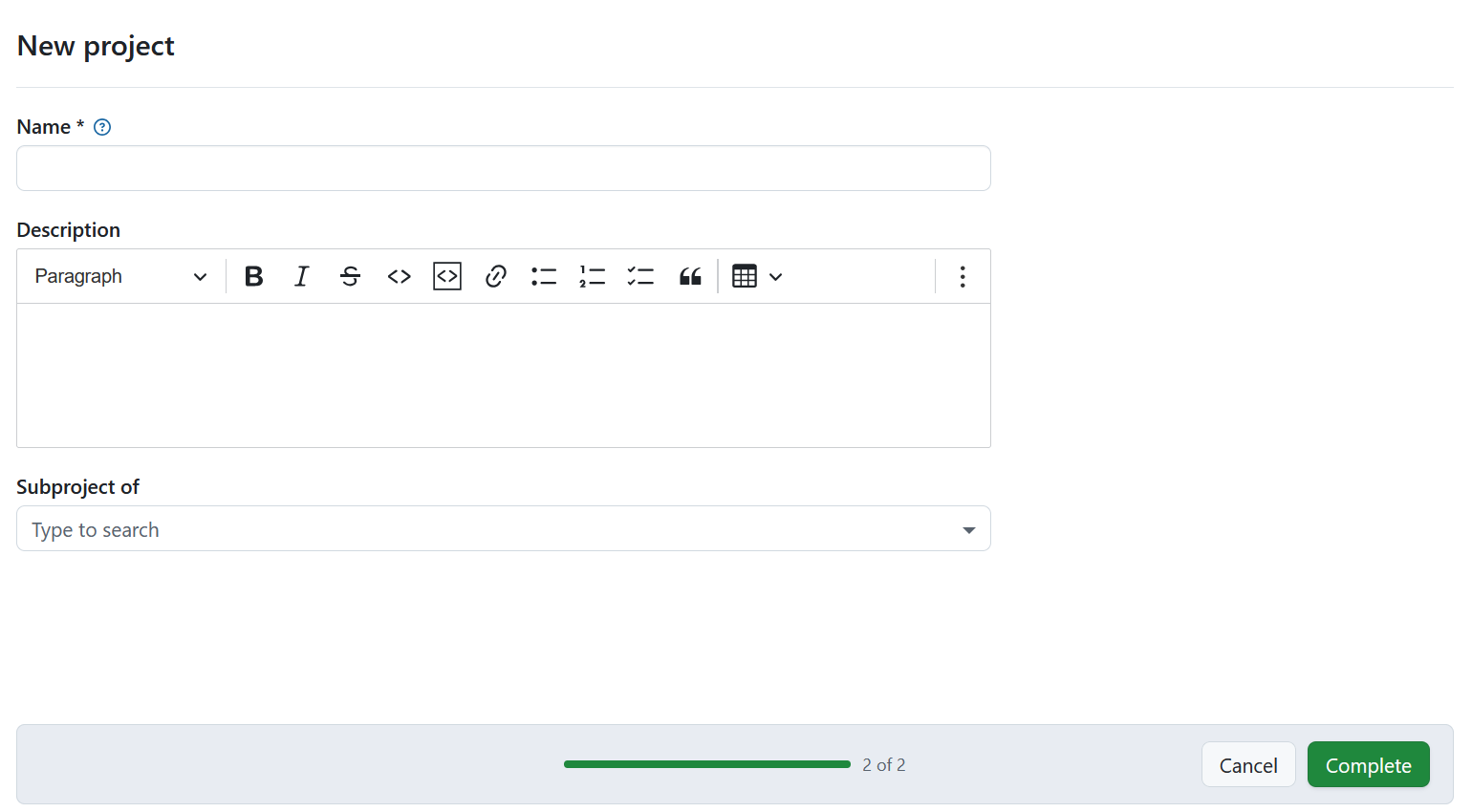 Benennen und erstellen Sie ein neues Projekt in OpenProject