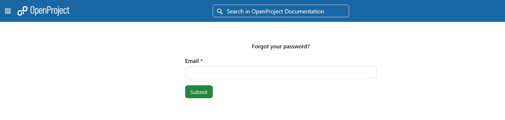 Geben Sie Ihre E-Mail-Adresse ein, um sich bei OpenProject