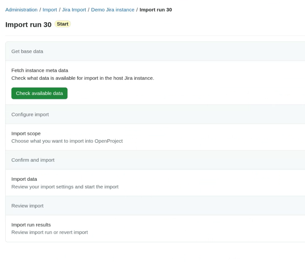 Checking available Jira data for import