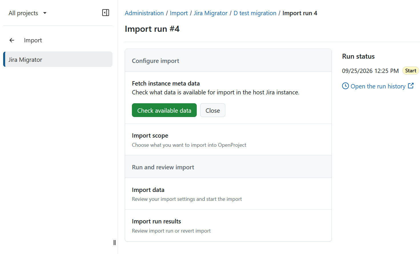 Checking available Jira data for import