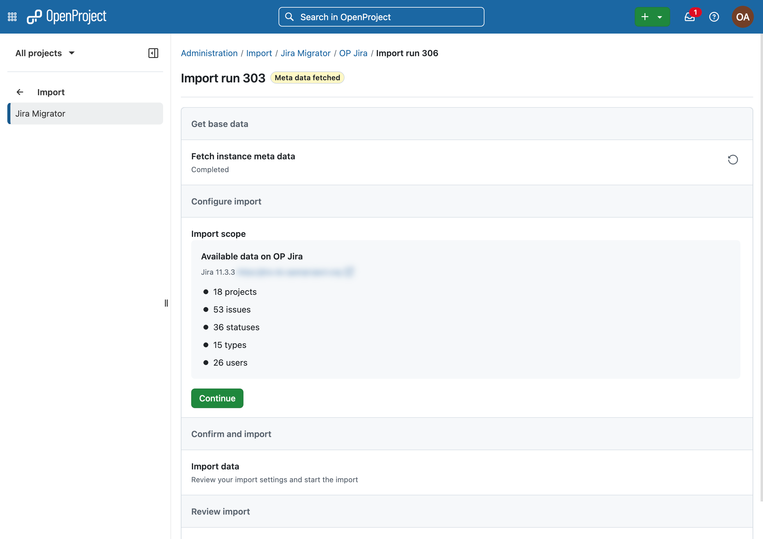 Overview of available and unavailable Jira data for import