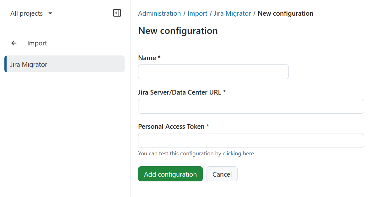 Define new Jira import in OpenProject administration