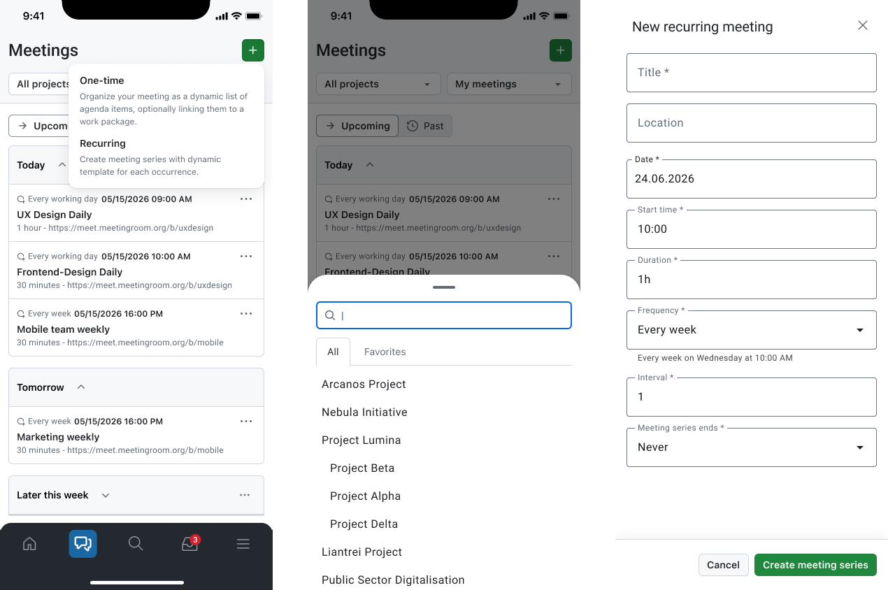 Meeting creation flow