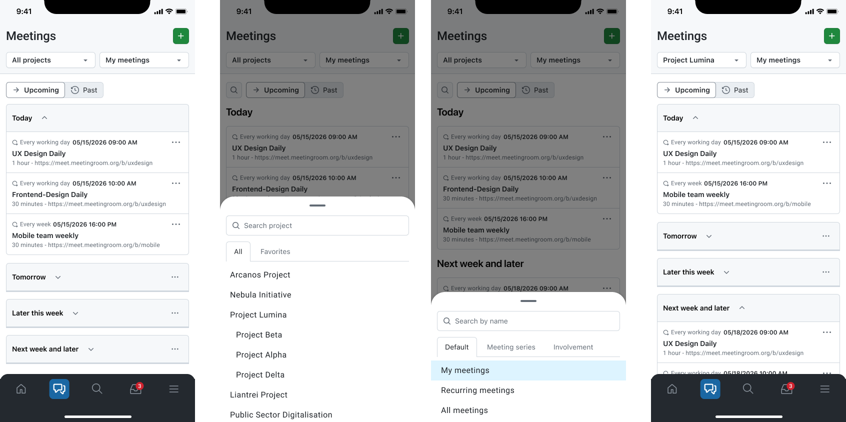 How to find a meeting in the app