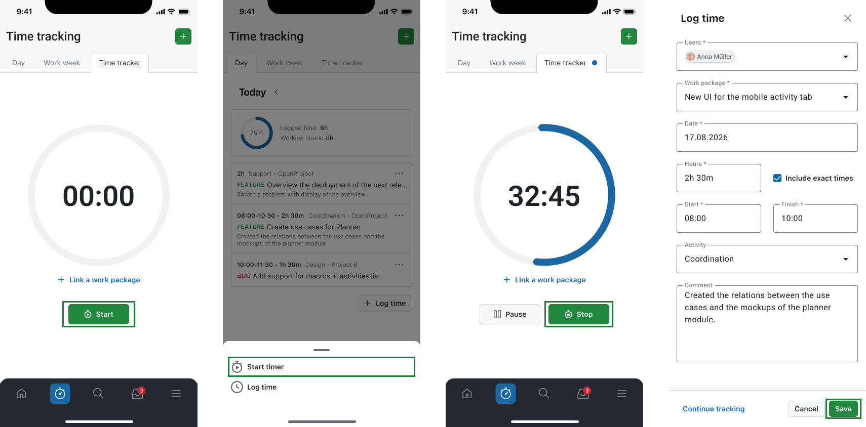 Time tracker timer