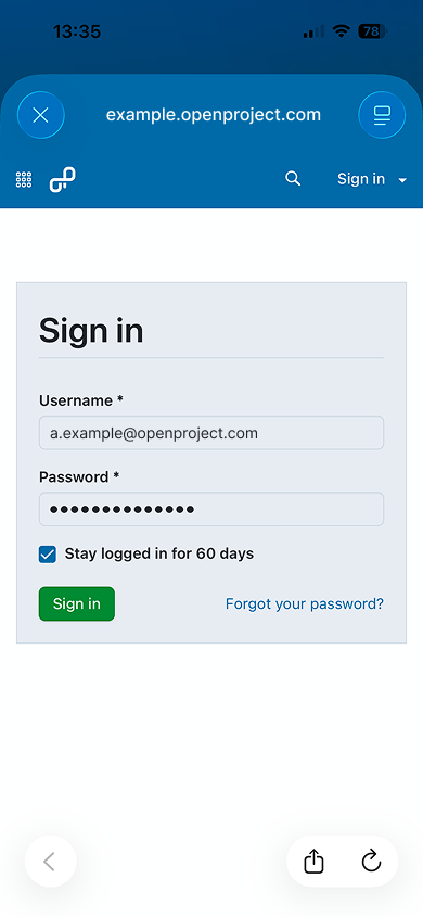 Browser pop-up that opens to enter your login credentials