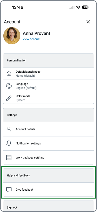 Entry point for the OpenProject mobile app flow to provide user feedback