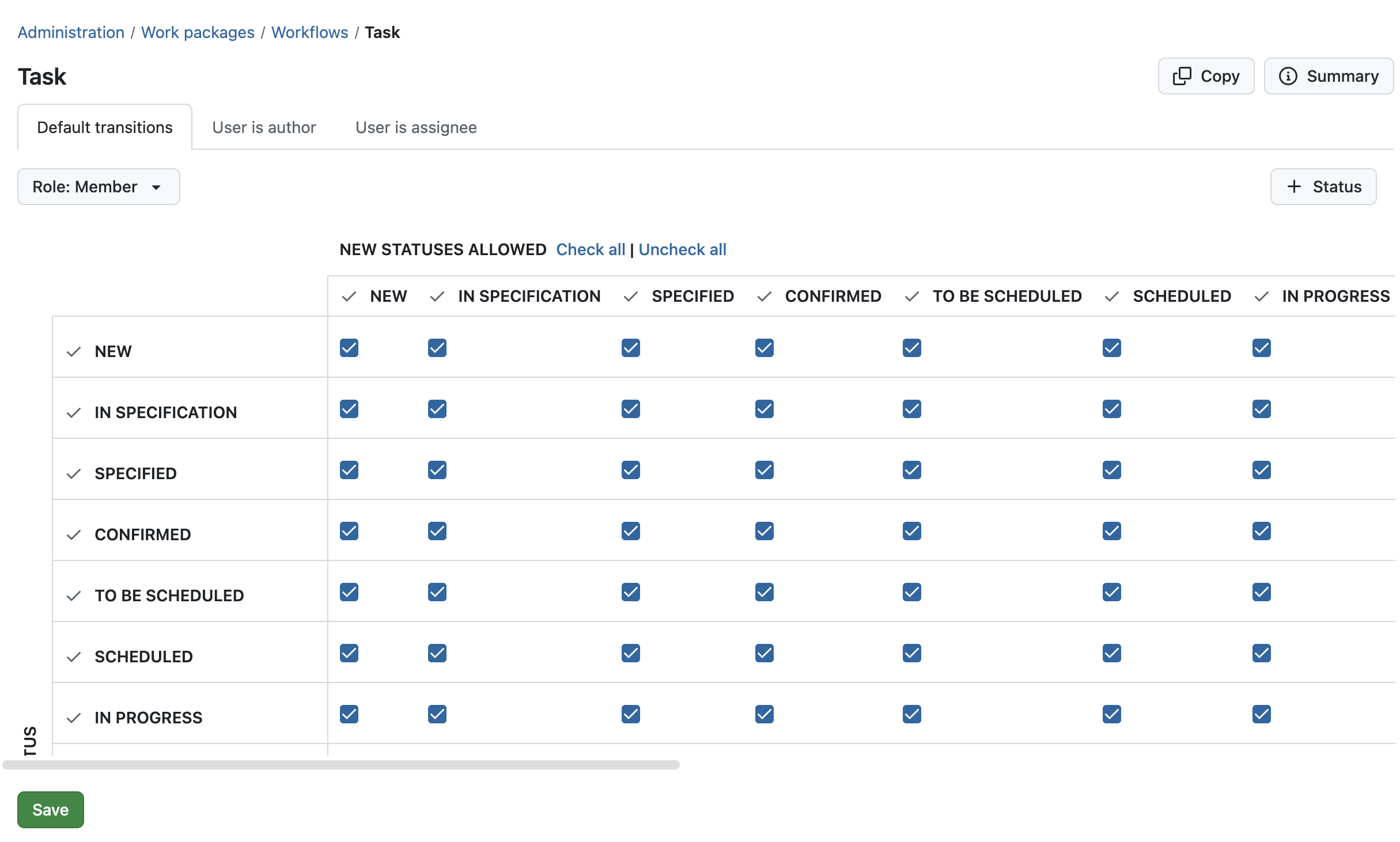 Example workflow for work package type task