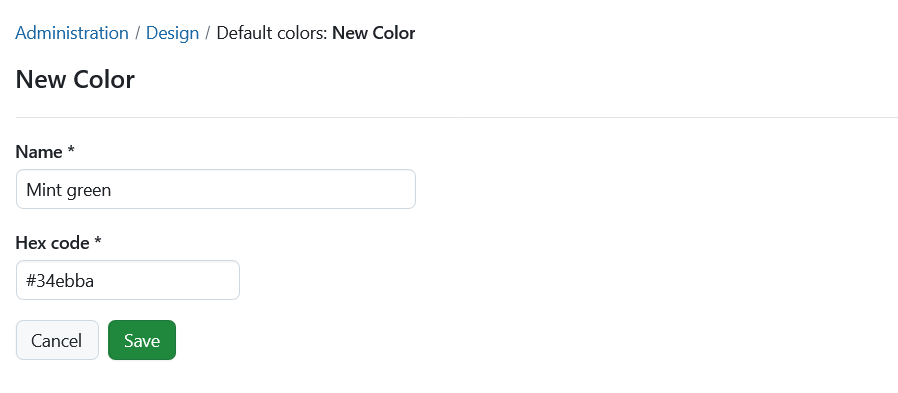 Add and save new color in OpenProject design settings