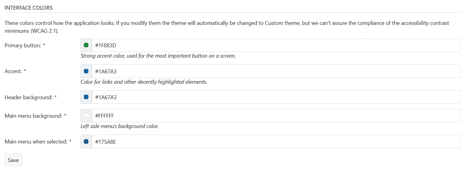 Advanced color settings in OpenProject