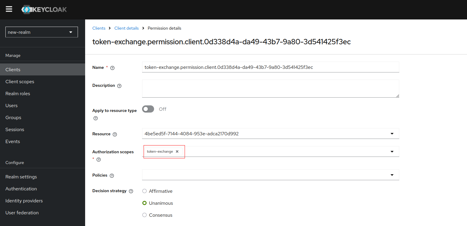 Empty view of the permission configuration dialog