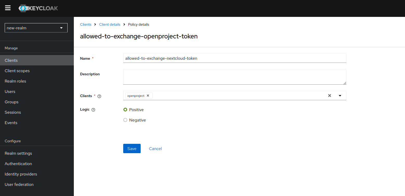 One of the two exchange policies configured above
