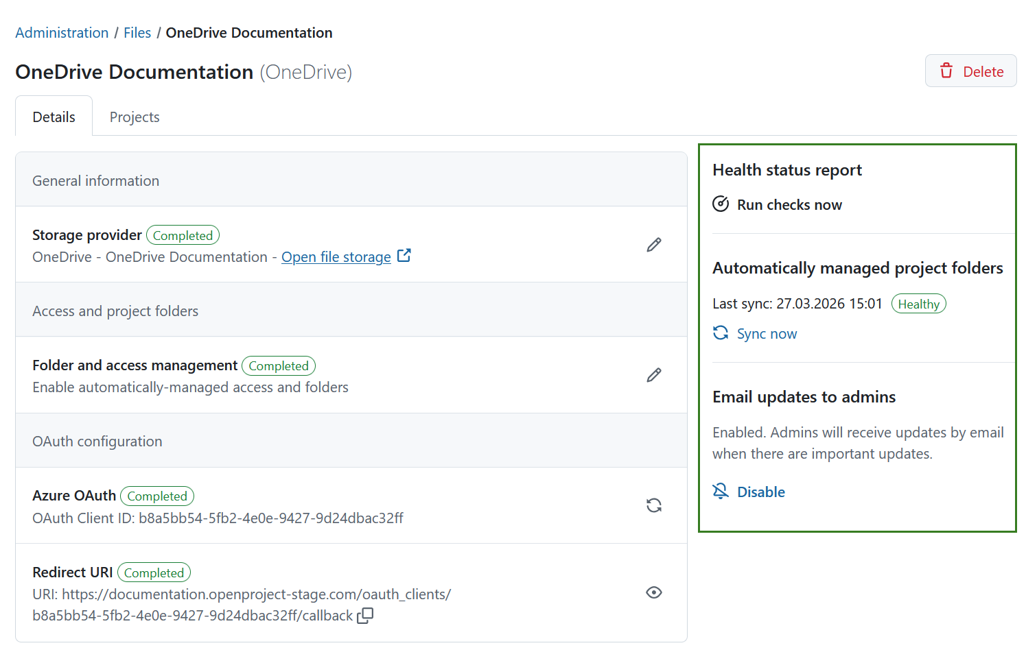 Edit OneDrive in OpenProject