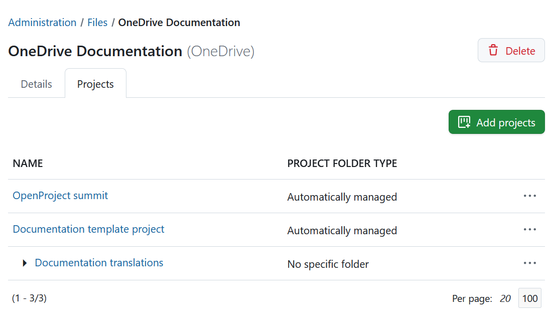 Add OneDrive file storage to projects in OpenProject administration