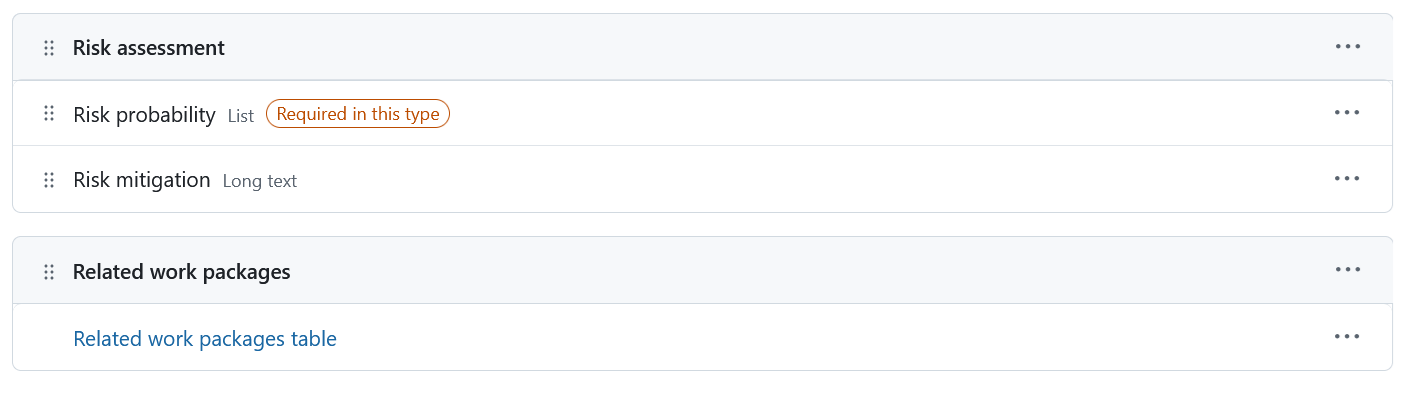 Work package custom field with the “Required in this type” label