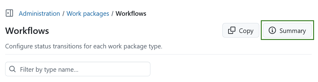 Summary of work package workflows in OpenProject administration