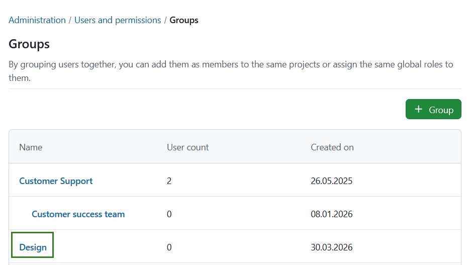 Edit or delete groups in OpenProject administration