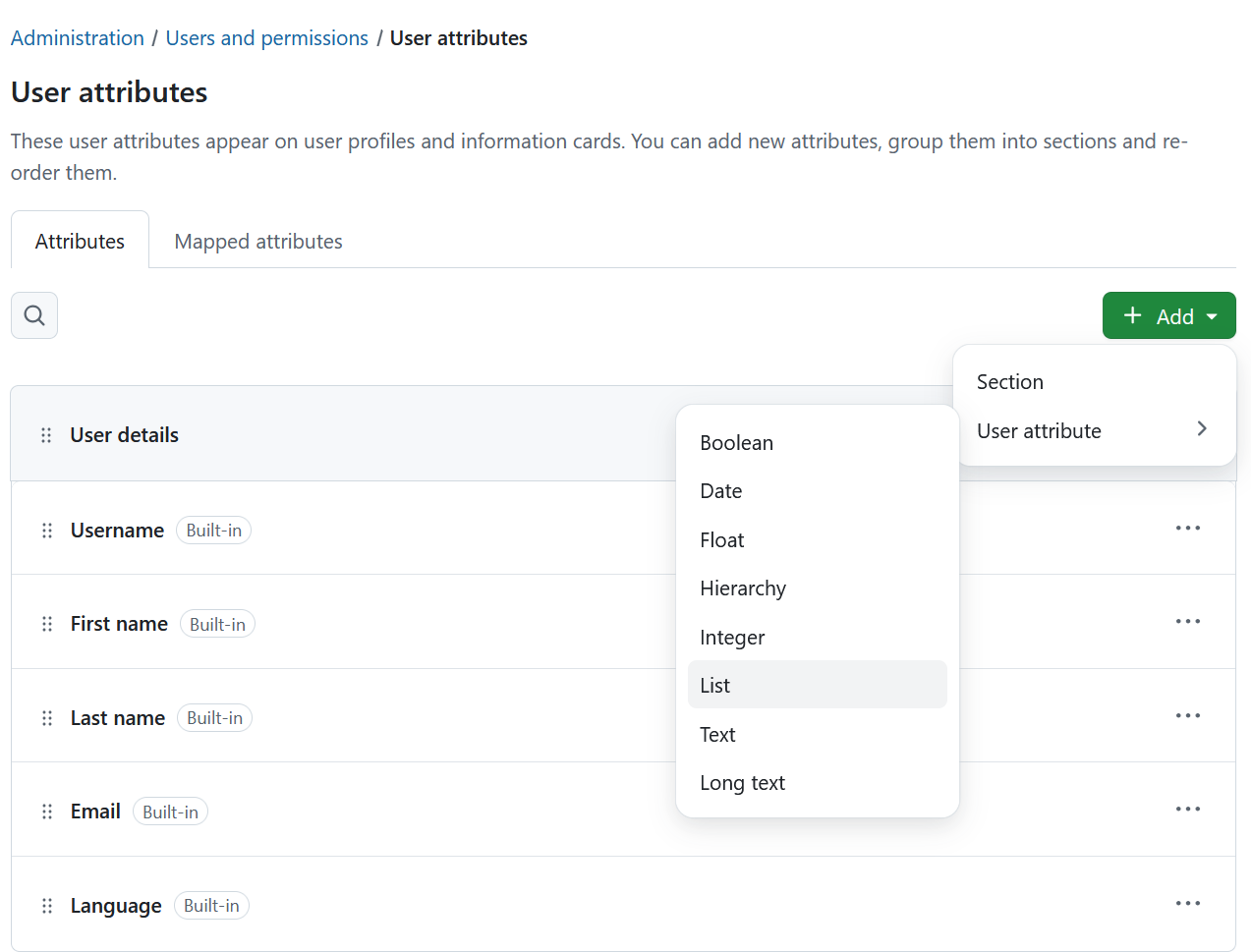 Create a new user attribute in OpenProject administration