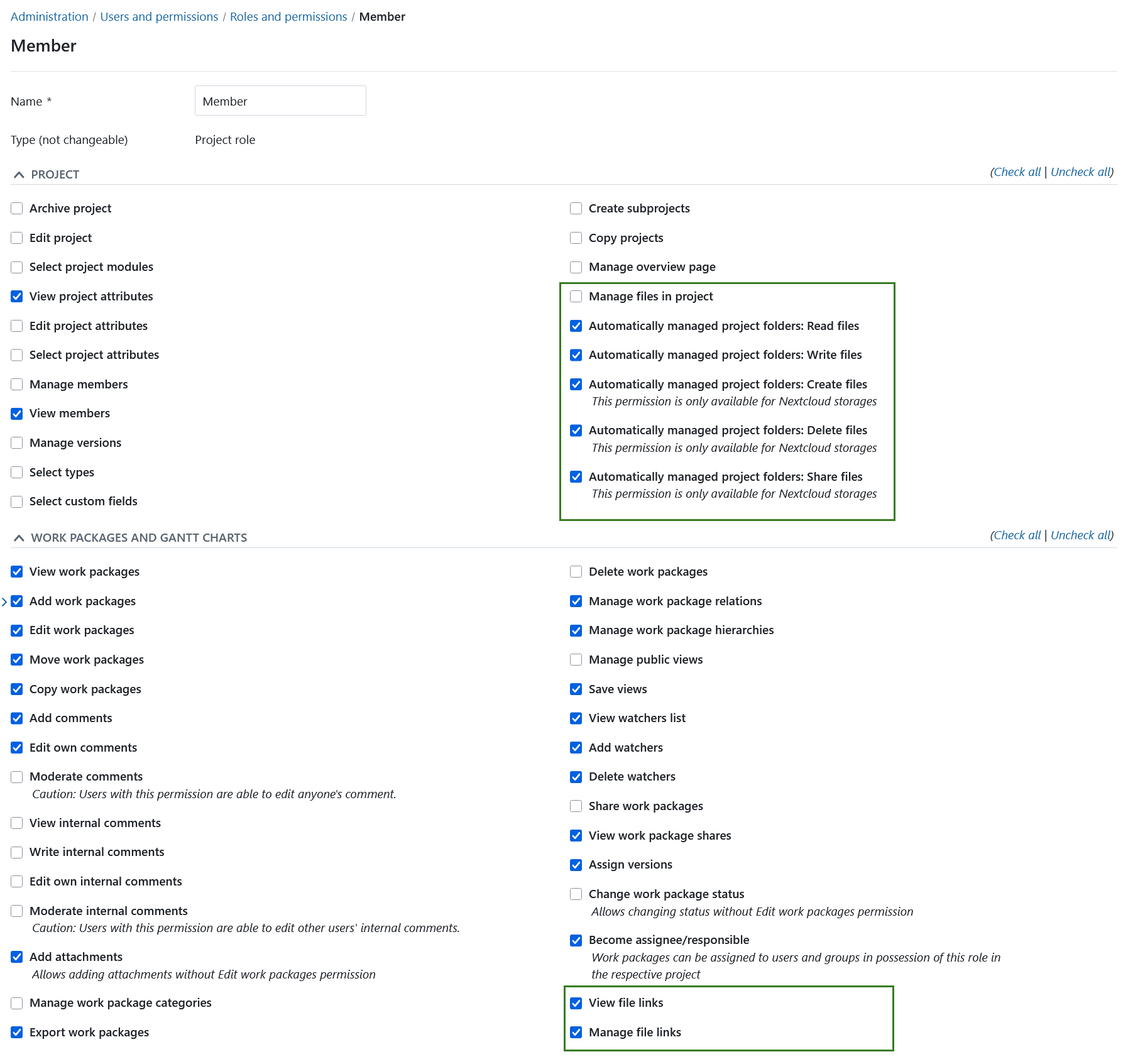 Files storages permissions in OpenProject