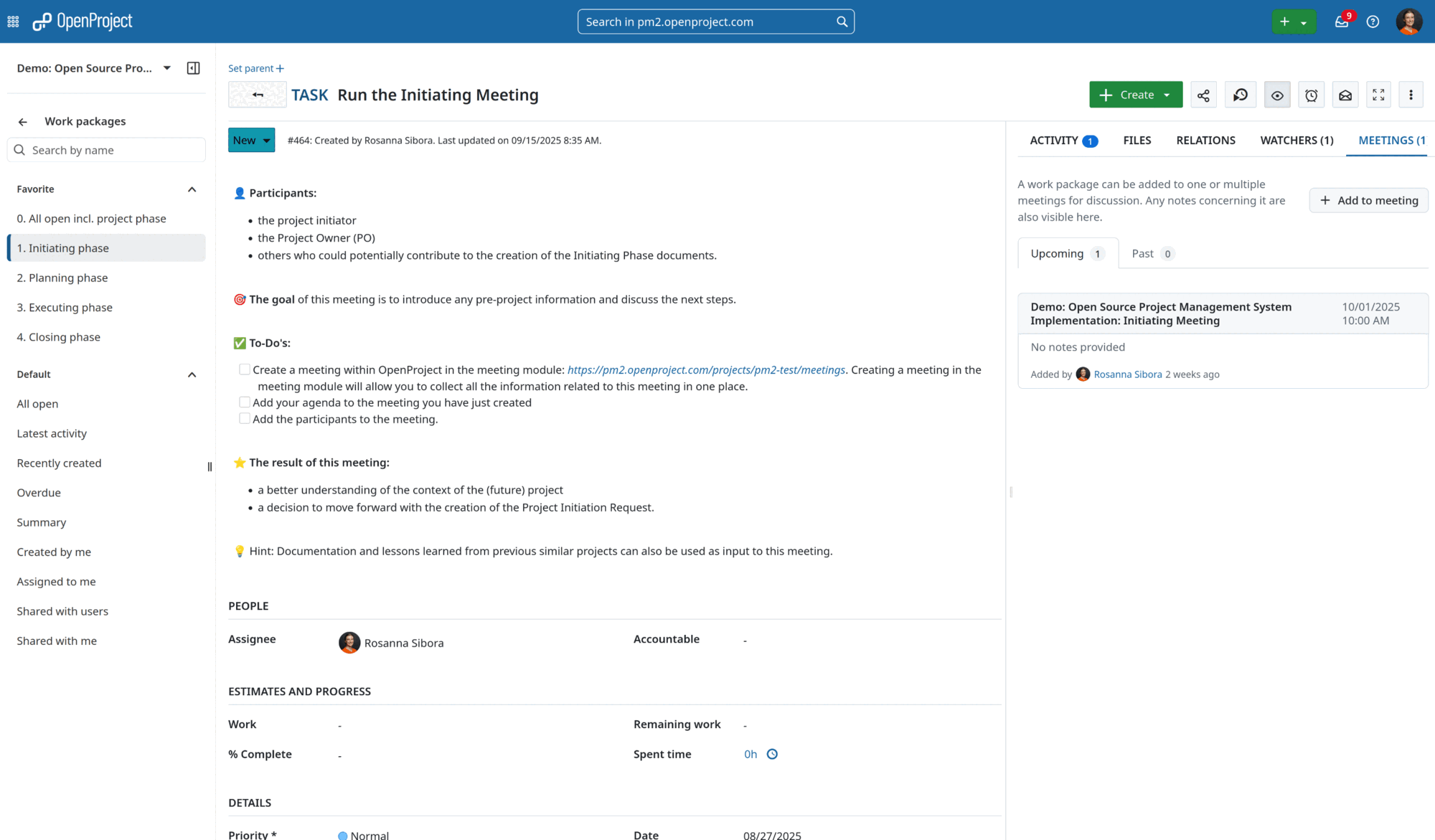 Meetings module in OpenProject