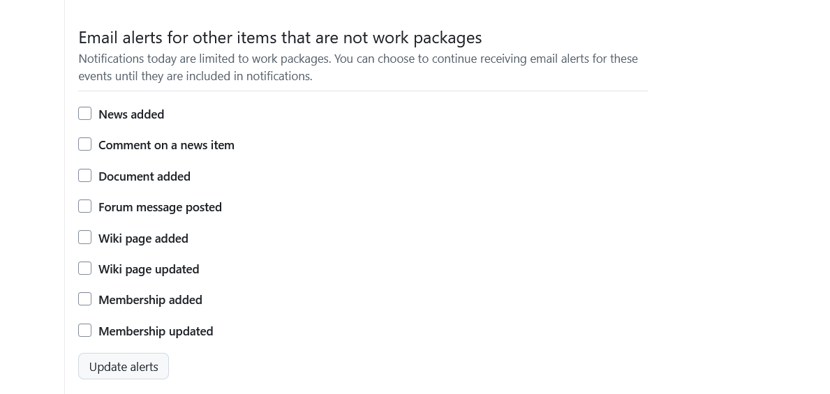 Email reminders in OpenProject account settings