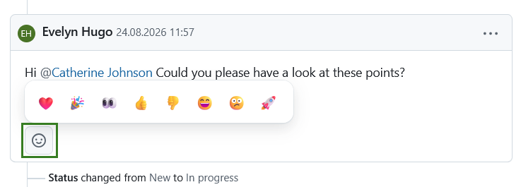 El icono de emojis muestra una lista de los emojis disponibles