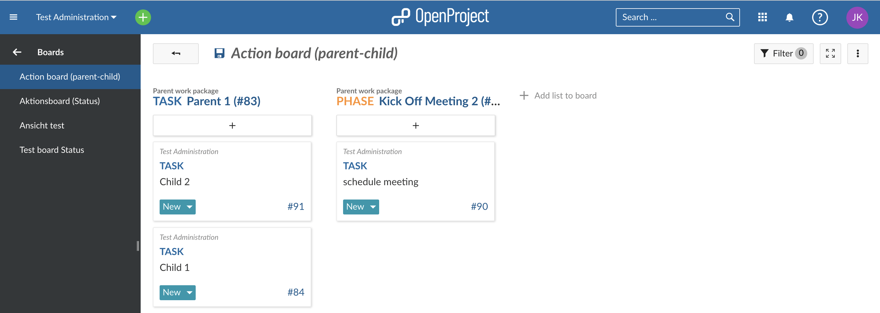 create parent child board