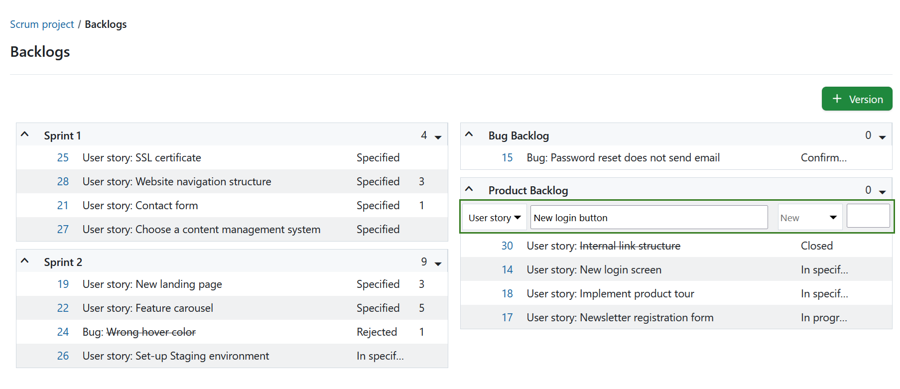 Specify a new user user from a product backlog in Backlogs module in OpenProject
