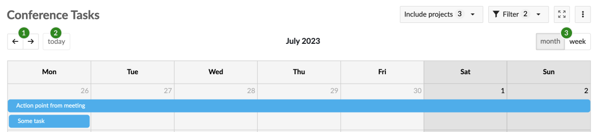 Calendar time controls