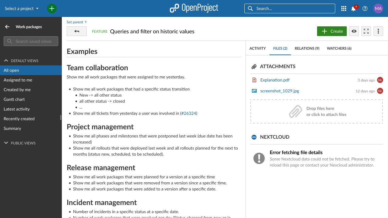 OpenProject file fetching error