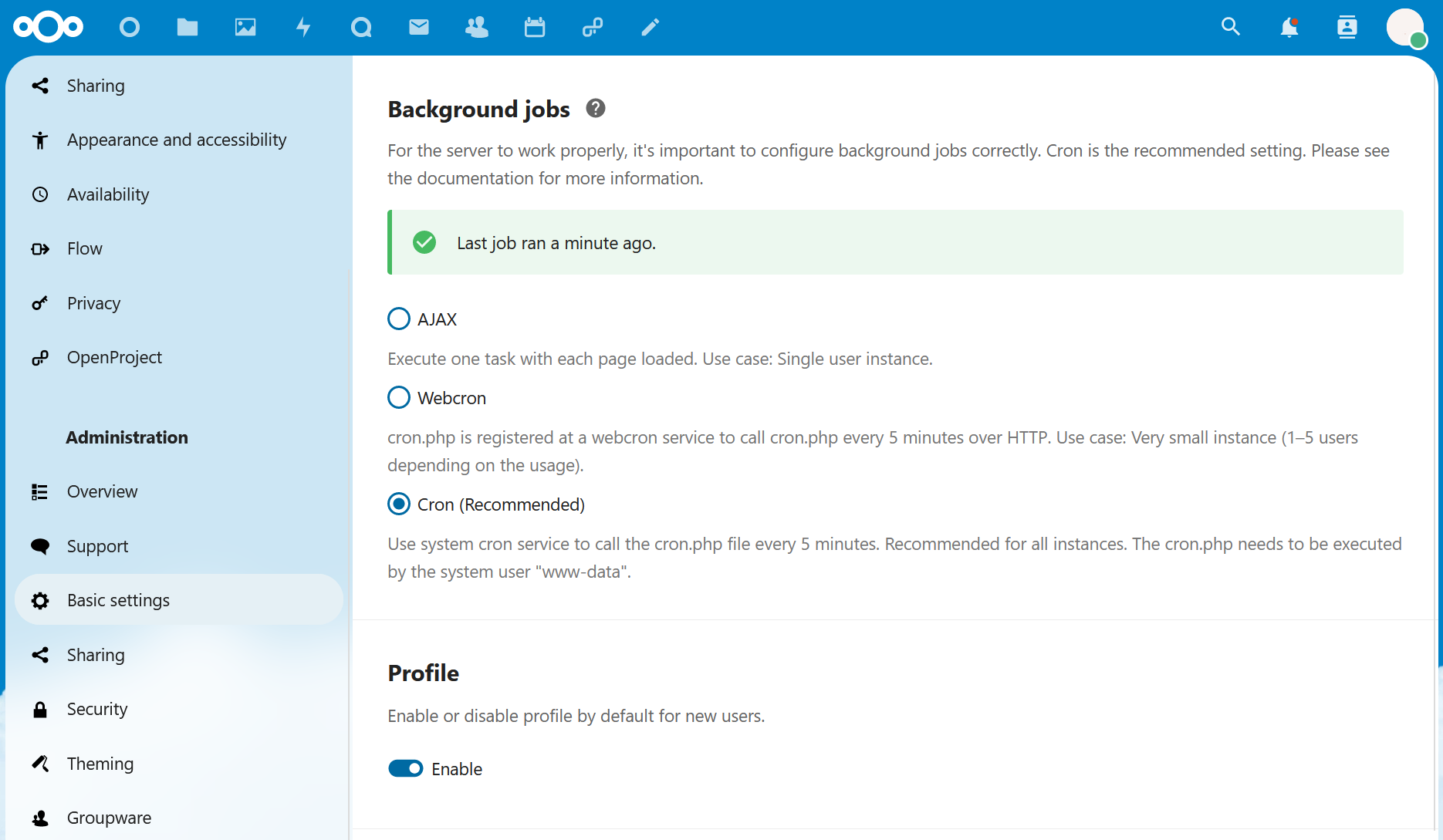 Notificaciones de Nextcloud no mostradas