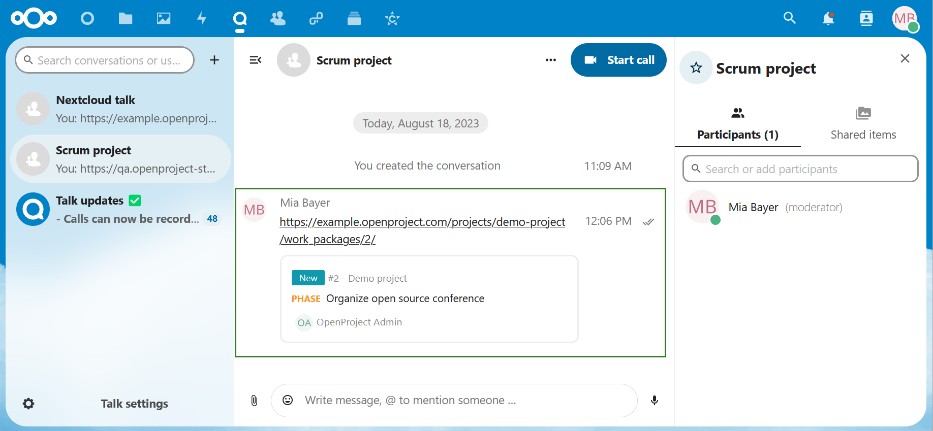 work package preview in nextcloud